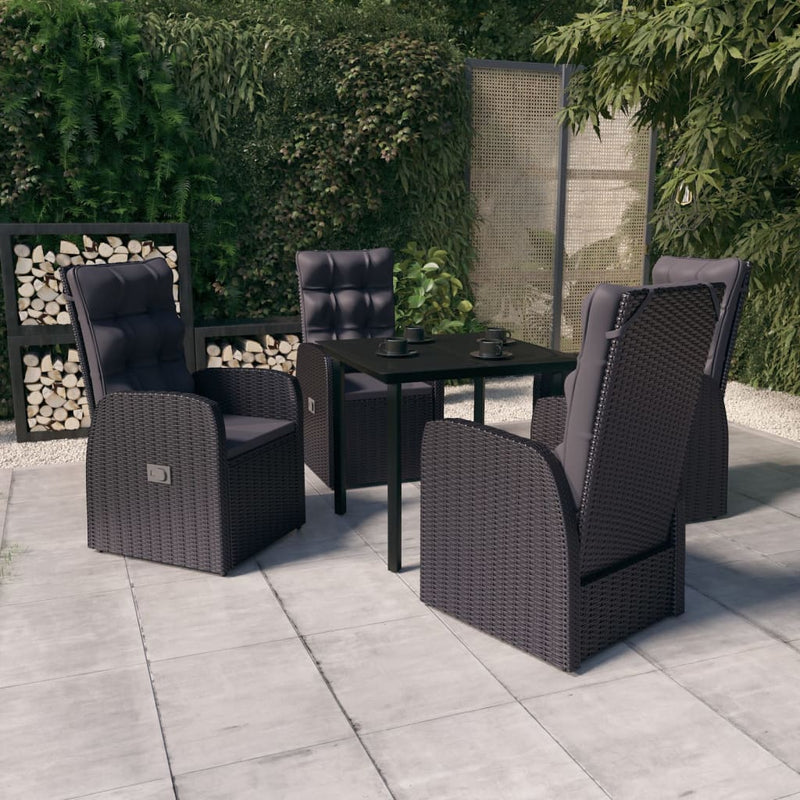 5 Piece Garden Dining Set with Cushions Black Payday Deals