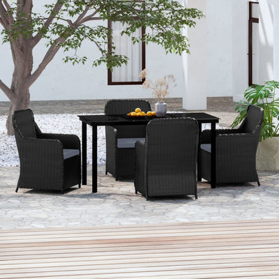 5 Piece Garden Dining Set with Cushions Black Payday Deals