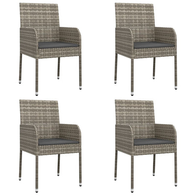5 Piece Garden Dining Set with Cushions Black and Grey Poly Rattan Payday Deals