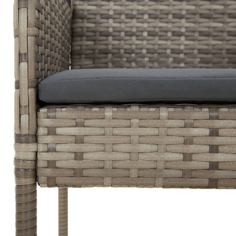 5 Piece Garden Dining Set with Cushions Black and Grey Poly Rattan Payday Deals