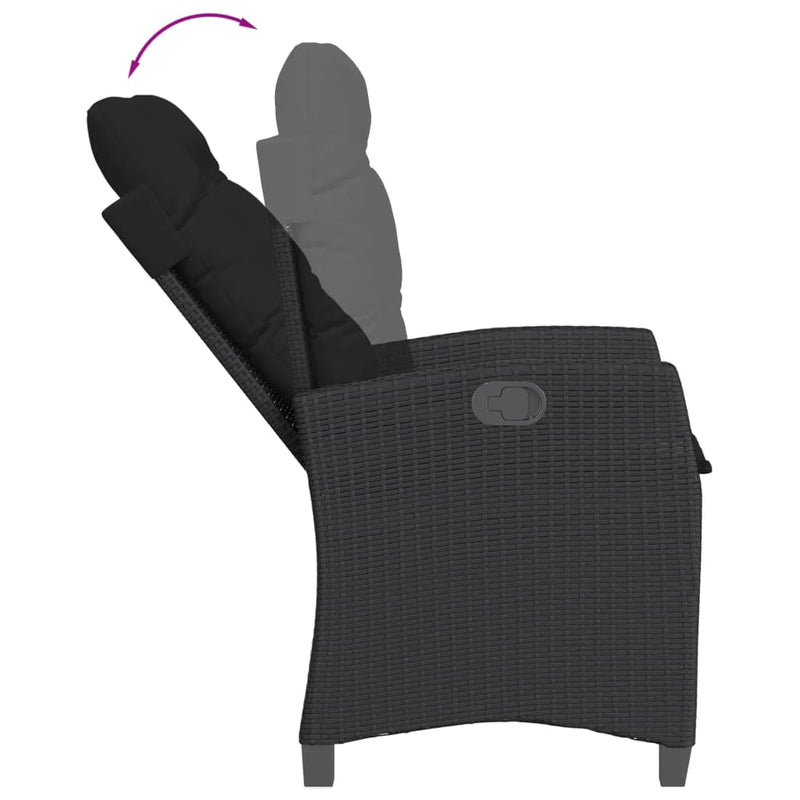 5 Piece Garden Dining Set with Cushions Black Poly Rattan Payday Deals