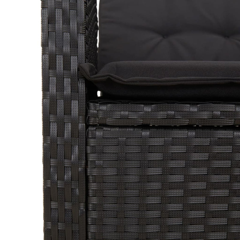 5 Piece Garden Dining Set with Cushions Black Poly Rattan Payday Deals