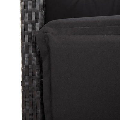 5 Piece Garden Dining Set with Cushions Black Poly Rattan Payday Deals