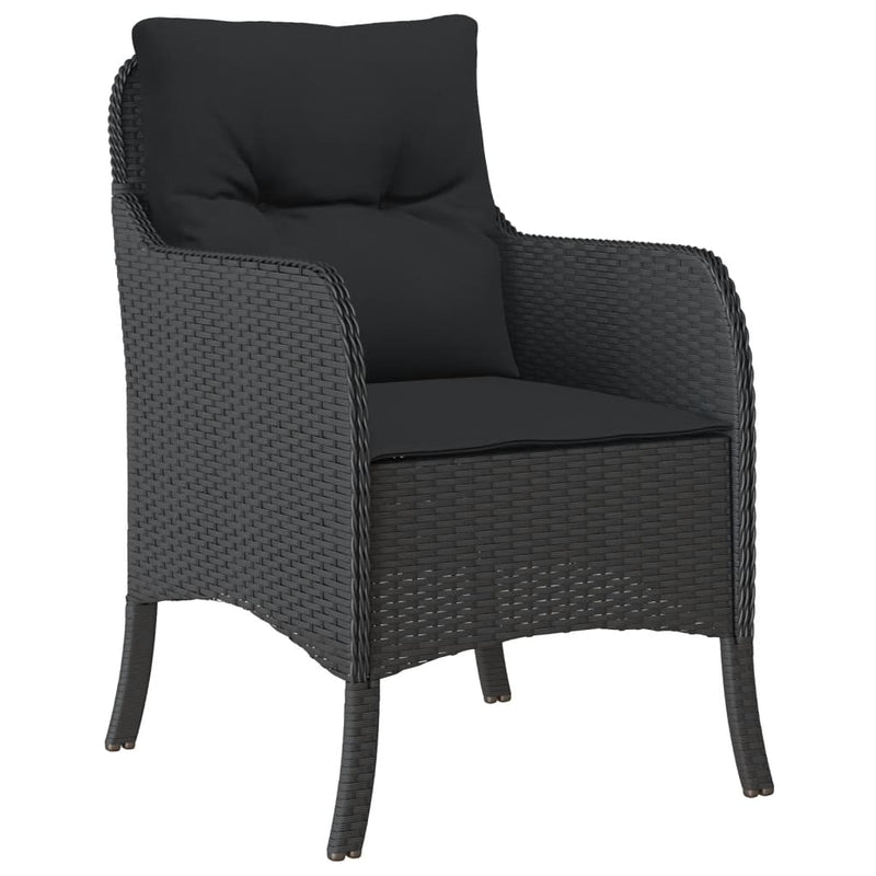 5 Piece Garden Dining Set with Cushions Black Poly Rattan Payday Deals