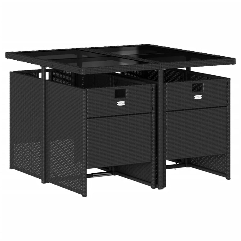 5 Piece Garden Dining Set with Cushions Black Poly Rattan Payday Deals