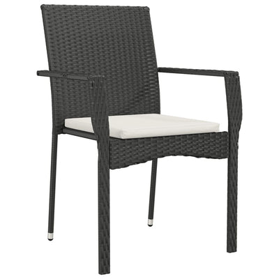 5 Piece Garden Dining Set with Cushions Black Poly Rattan Payday Deals