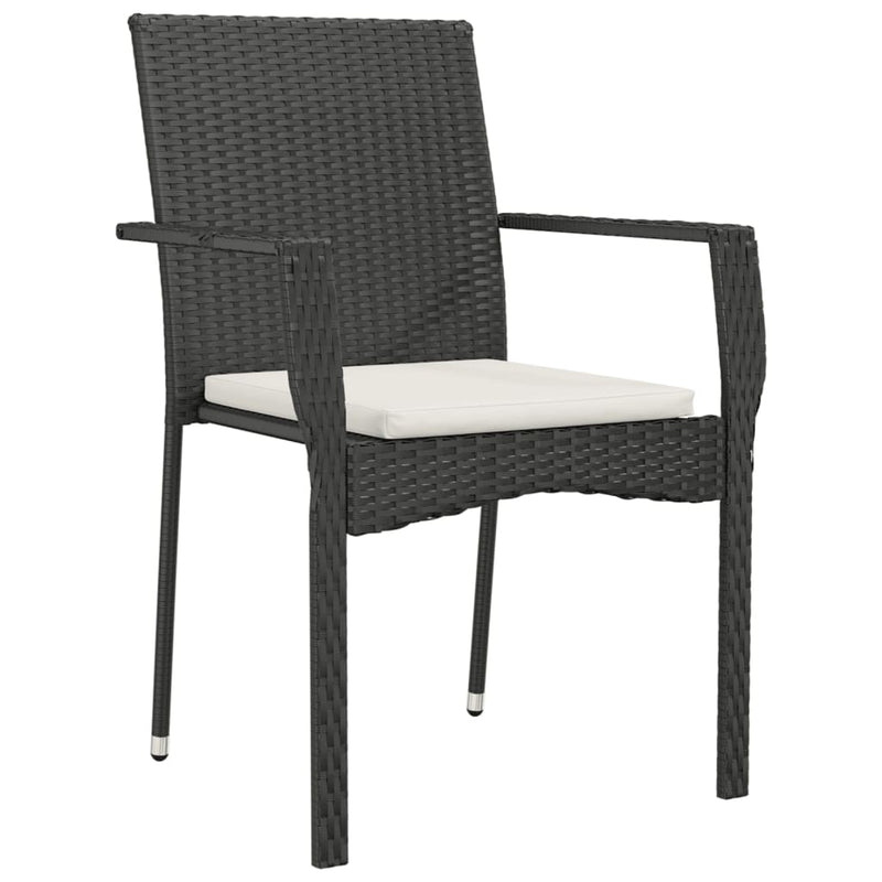 5 Piece Garden Dining Set with Cushions Black Poly Rattan Payday Deals