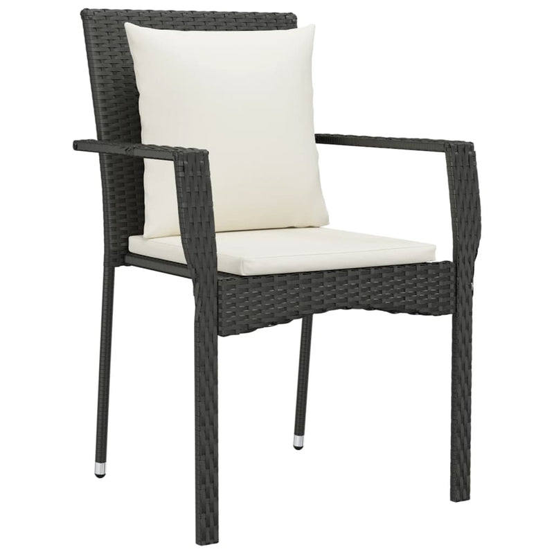 5 Piece Garden Dining Set with Cushions Black Poly Rattan Payday Deals