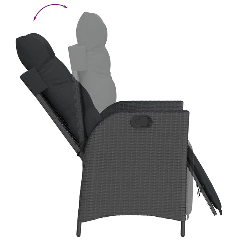 5 Piece Garden Dining Set with Cushions Black Poly Rattan Payday Deals