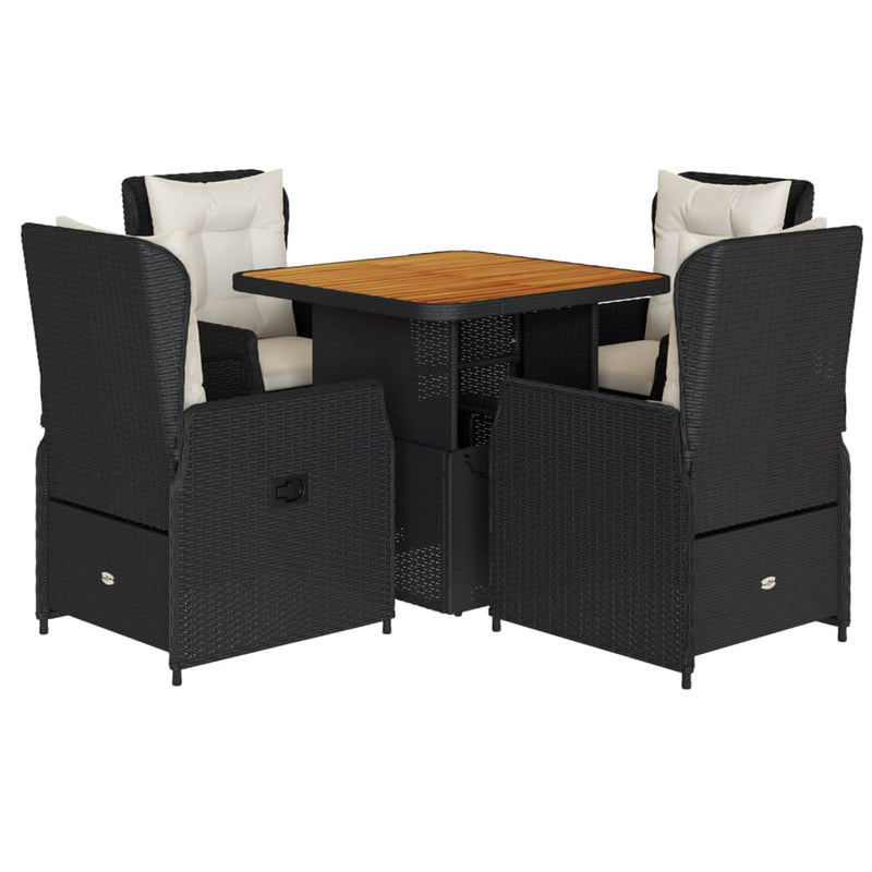 5 Piece Garden Dining Set with Cushions Black Poly Rattan Payday Deals