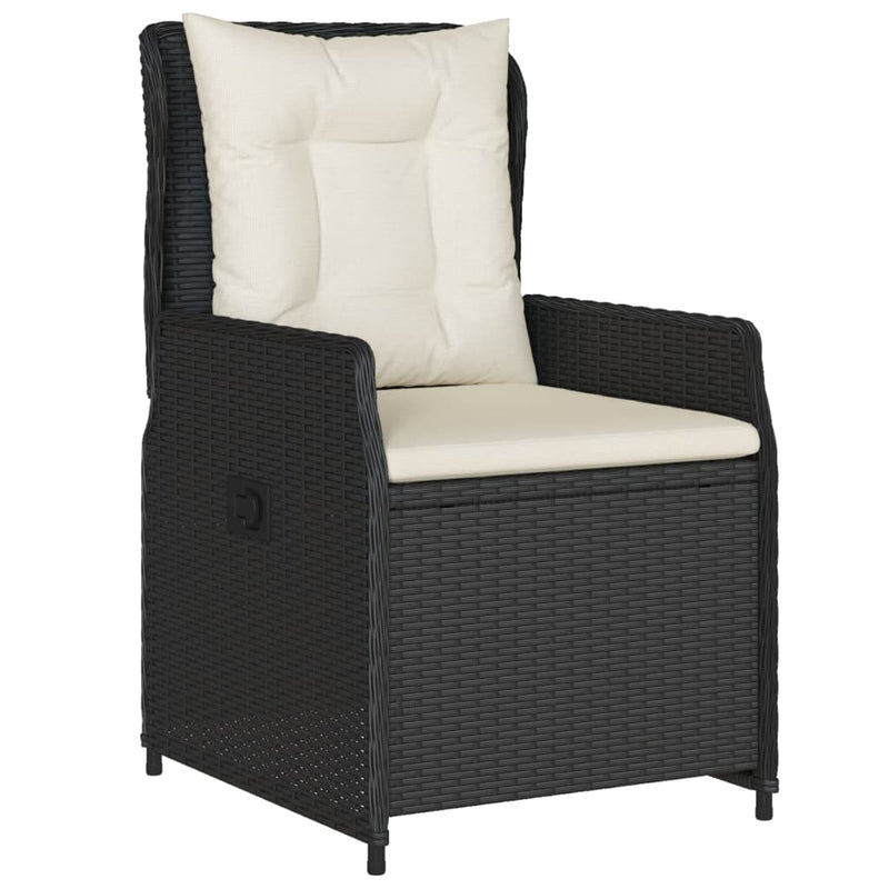 5 Piece Garden Dining Set with Cushions Black Poly Rattan Payday Deals