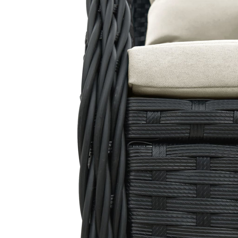 5 Piece Garden Dining Set with Cushions Black Poly Rattan Payday Deals