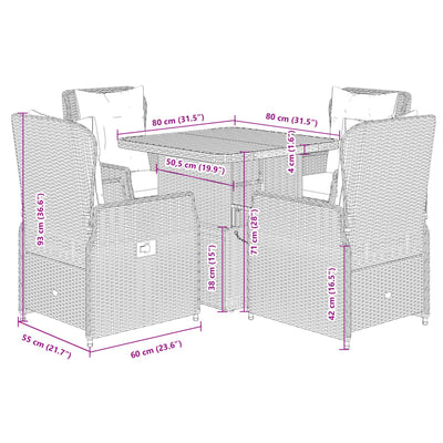 5 Piece Garden Dining Set with Cushions Black Poly Rattan Payday Deals