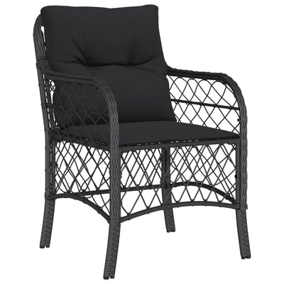 5 Piece Garden Dining Set with Cushions Black Poly Rattan Payday Deals