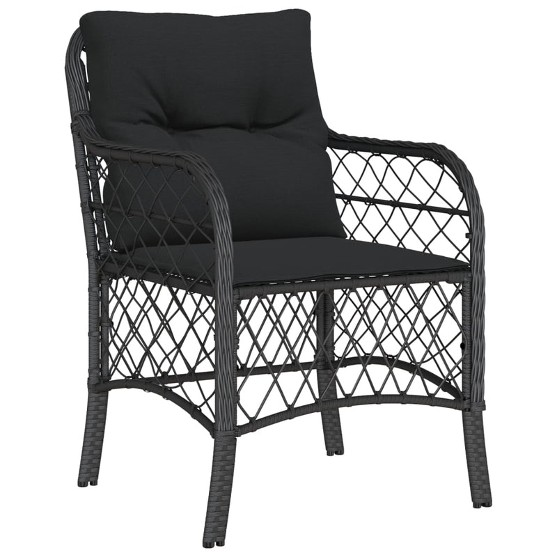 5 Piece Garden Dining Set with Cushions Black Poly Rattan Payday Deals