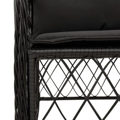 5 Piece Garden Dining Set with Cushions Black Poly Rattan Payday Deals