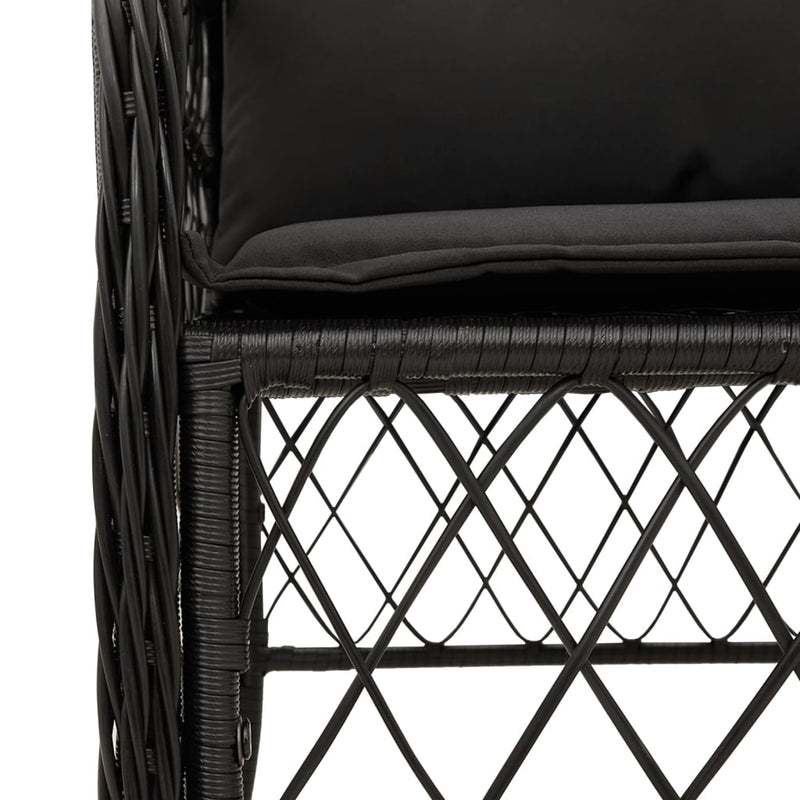 5 Piece Garden Dining Set with Cushions Black Poly Rattan Payday Deals