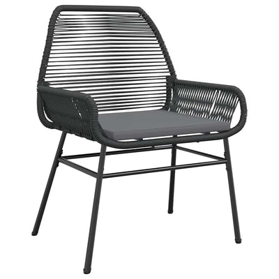 5 Piece Garden Dining Set with Cushions Black Poly Rattan Glass Payday Deals