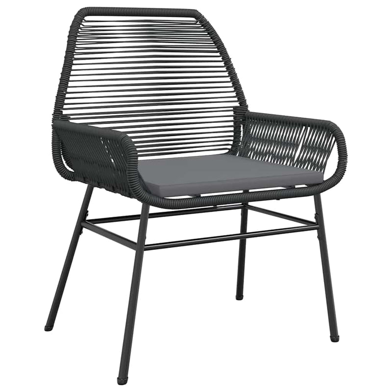 5 Piece Garden Dining Set with Cushions Black Poly Rattan Glass Payday Deals