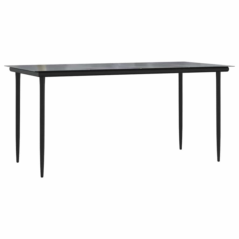 5 Piece Garden Dining Set with Cushions Black Poly Rattan Glass Payday Deals