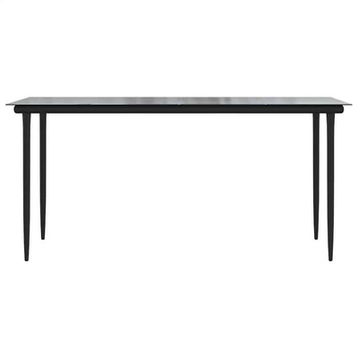 5 Piece Garden Dining Set with Cushions Black Poly Rattan Glass Payday Deals