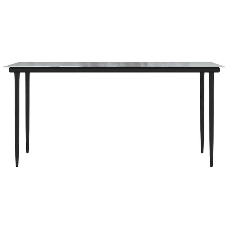 5 Piece Garden Dining Set with Cushions Black Poly Rattan Glass Payday Deals
