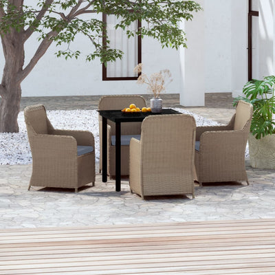 5 Piece Garden Dining Set with Cushions Brown Payday Deals
