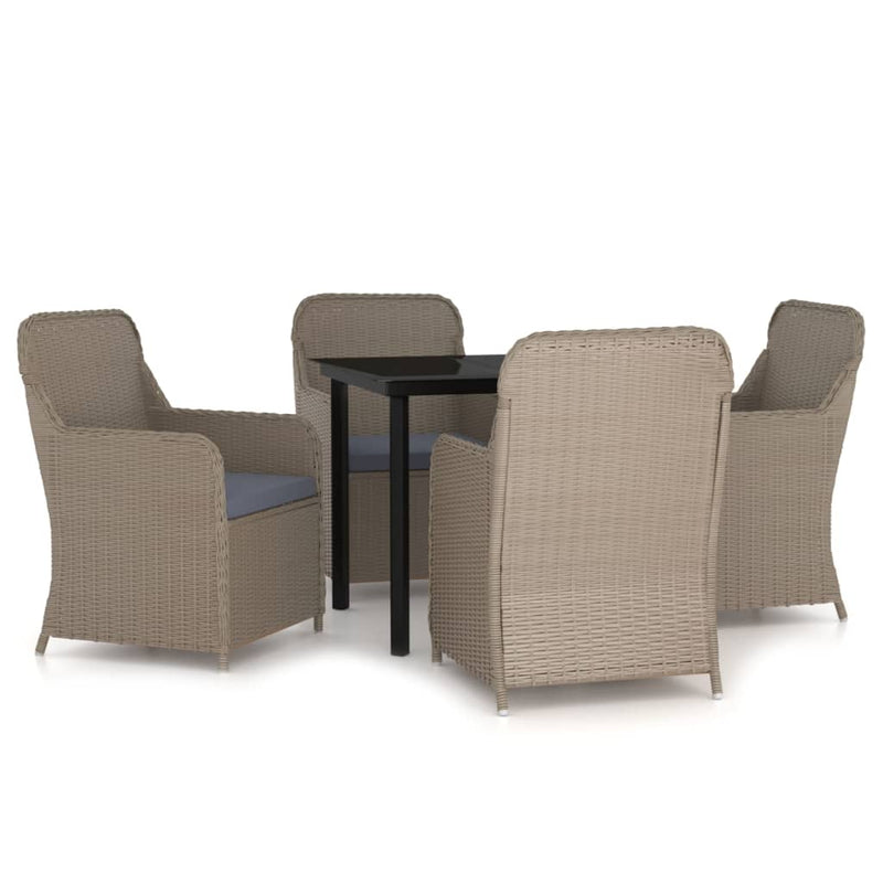 5 Piece Garden Dining Set with Cushions Brown Payday Deals