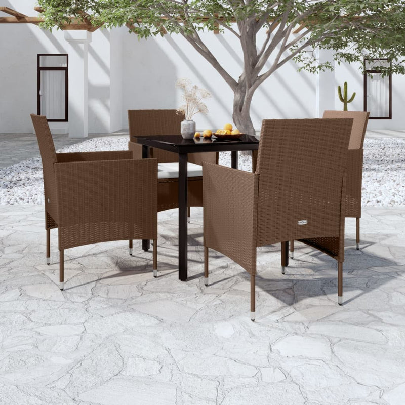 5 Piece Garden Dining Set with Cushions Brown and Black Payday Deals