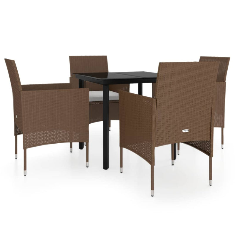 5 Piece Garden Dining Set with Cushions Brown and Black Payday Deals