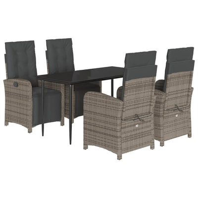 5 Piece Garden Dining Set with Cushions Grey Poly Rattan Payday Deals