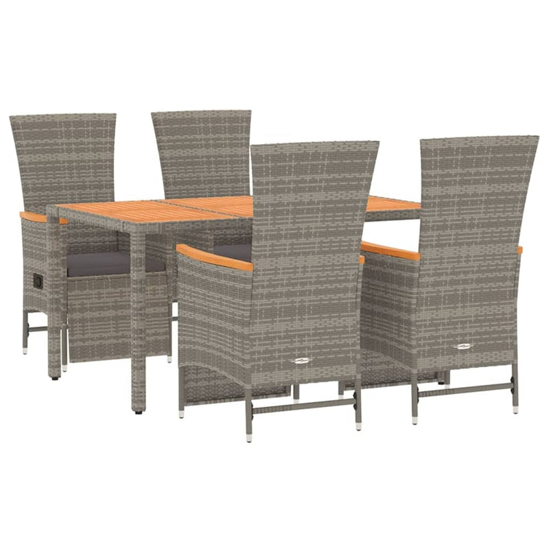 5 Piece Garden Dining Set with Cushions Grey Poly Rattan Payday Deals