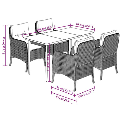 5 Piece Garden Dining Set with Cushions Grey Poly Rattan Payday Deals