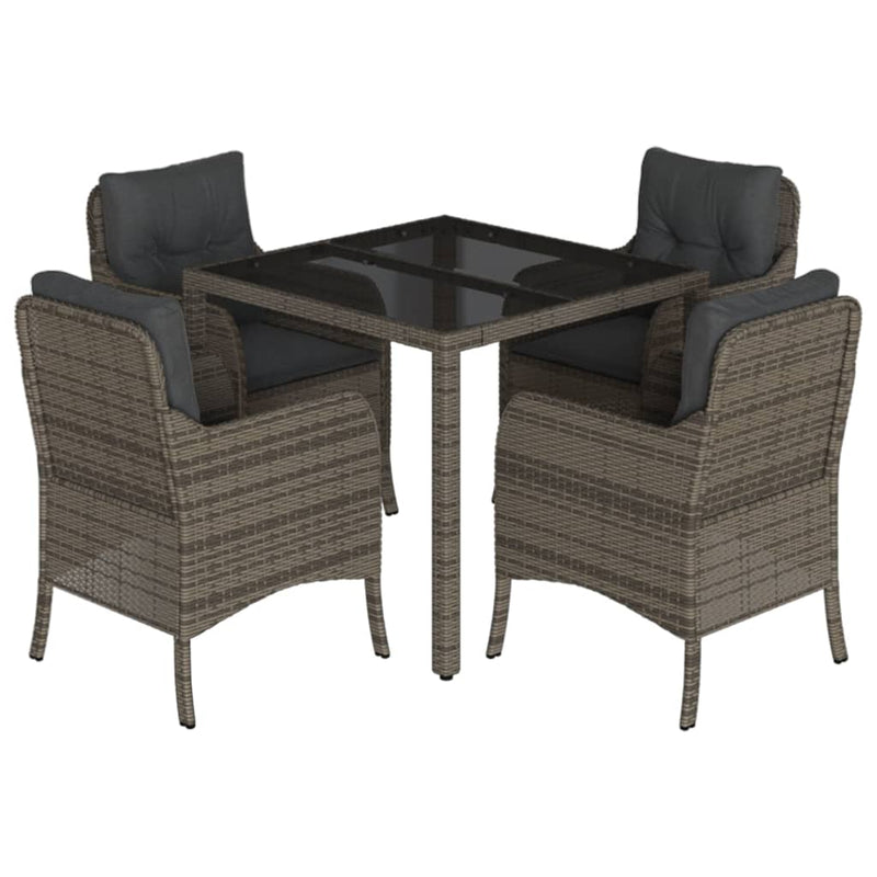 5 Piece Garden Dining Set with Cushions Grey Poly Rattan Payday Deals
