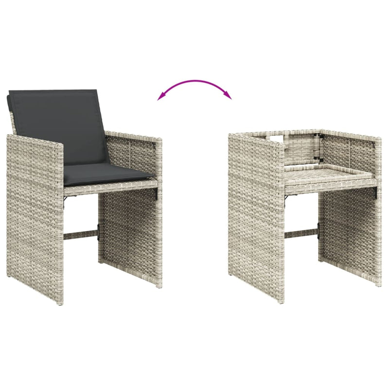 5 Piece Garden Dining Set with Cushions Light Grey Poly Rattan Payday Deals