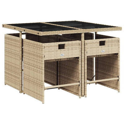 5 Piece Garden Dining Set with Cushions Mix Beige Poly Rattan Payday Deals