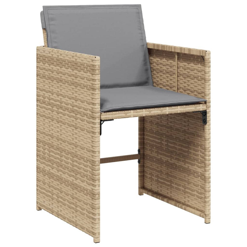 5 Piece Garden Dining Set with Cushions Mix Beige Poly Rattan Payday Deals