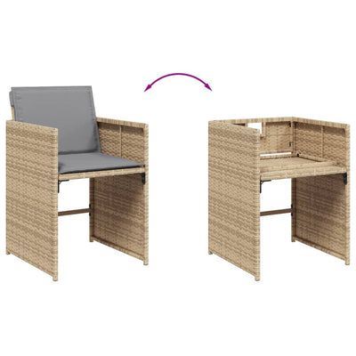 5 Piece Garden Dining Set with Cushions Mix Beige Poly Rattan Payday Deals