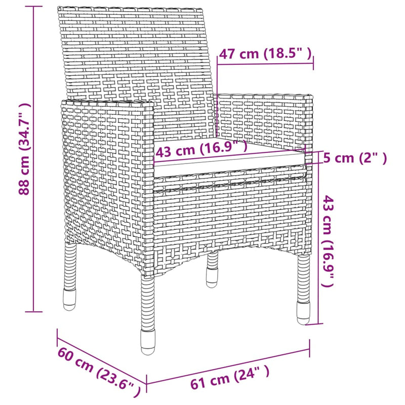 5 Piece Garden Dining Set with Cushions Poly Rattan and Glass Payday Deals