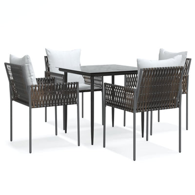 5 Piece Garden Dining Set with Cushions Poly Rattan and Steel Payday Deals