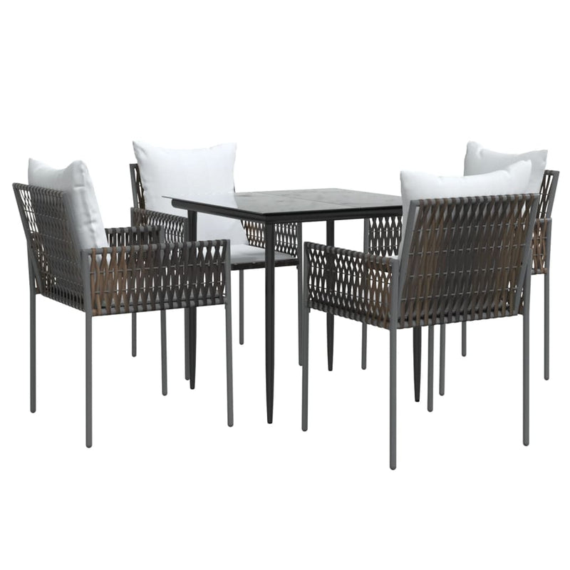 5 Piece Garden Dining Set with Cushions Poly Rattan and Steel Payday Deals