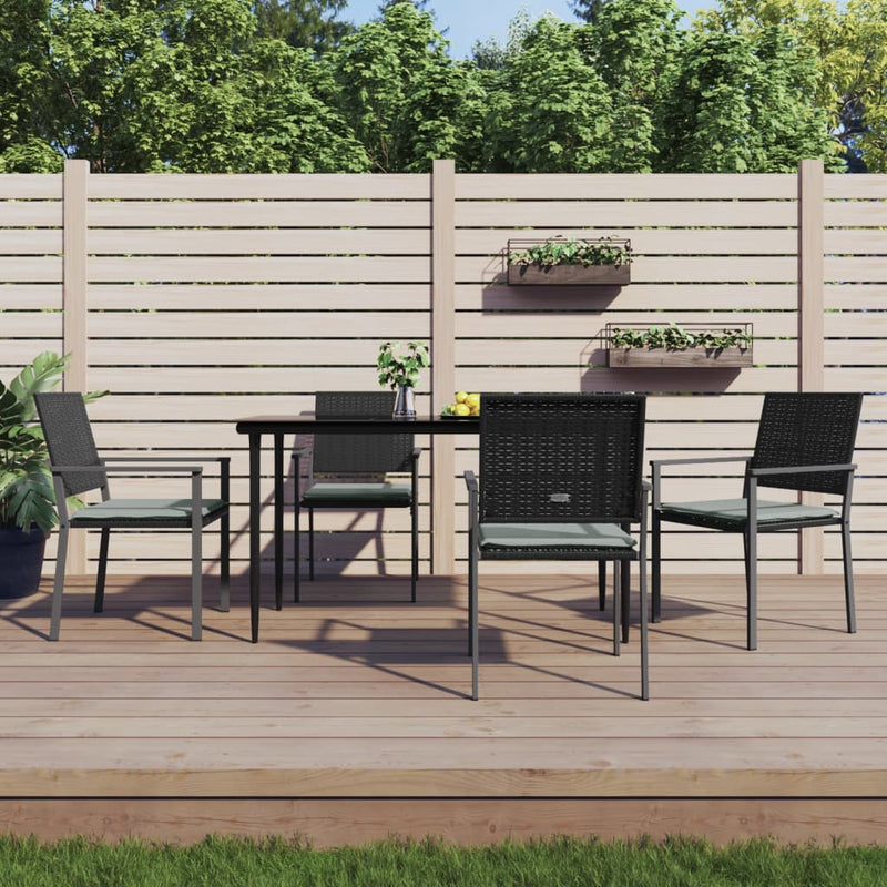 5 Piece Garden Dining Set with Cushions Poly Rattan and Steel Payday Deals