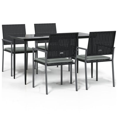 5 Piece Garden Dining Set with Cushions Poly Rattan and Steel Payday Deals