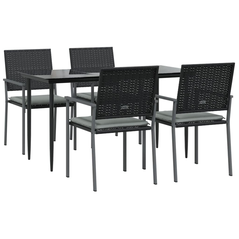 5 Piece Garden Dining Set with Cushions Poly Rattan and Steel Payday Deals