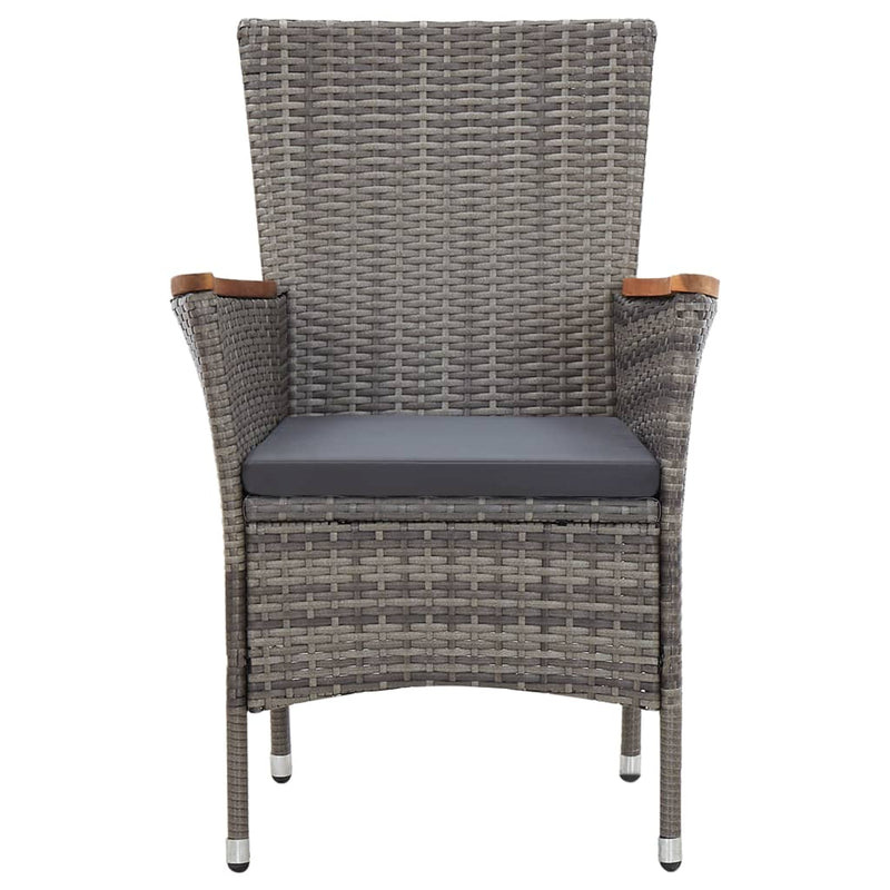 5 Piece Garden Dining Set with Cushions Poly Rattan Grey Payday Deals