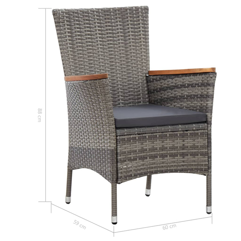 5 Piece Garden Dining Set with Cushions Poly Rattan Grey Payday Deals