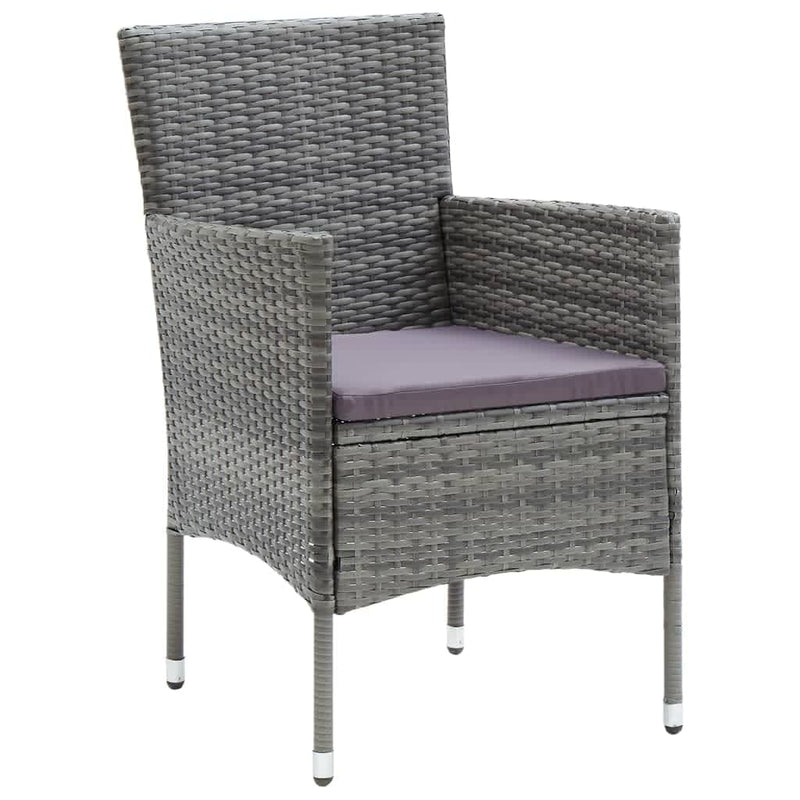 5 Piece Garden Dining Set with Cushions Poly Rattan Grey Payday Deals