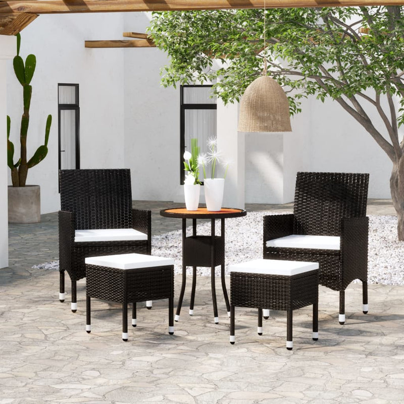 5 Piece Garden Lounge Set Poly Rattan Black Payday Deals