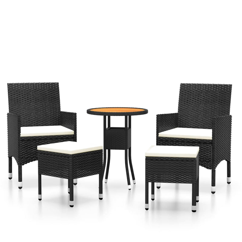 5 Piece Garden Lounge Set Poly Rattan Black Payday Deals