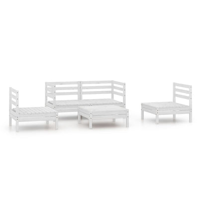 5 Piece Garden Lounge Set White Solid Pinewood Payday Deals